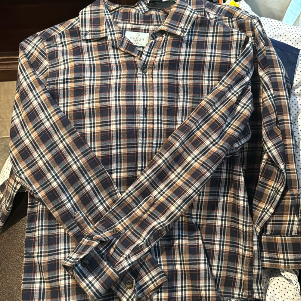 Brown / blue button up shirts